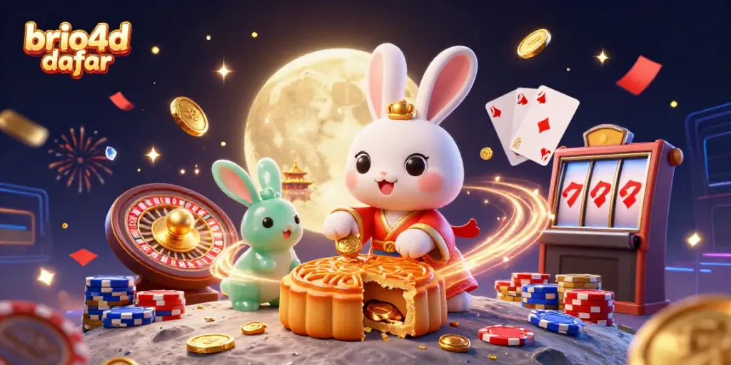 Spin to win with brio4d daftar slots featuring mooncakes and poker chips!