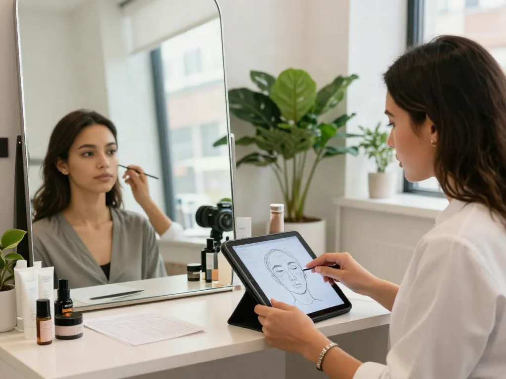 Professionals discussing Alternatives to QOVES in a bright beauty salon.