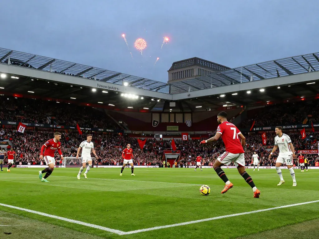 Manchester United vs Liverpool match scene showcasing the intensity of สถิติแมนยู พบ ลิเวอร์พูล in a football stadium.