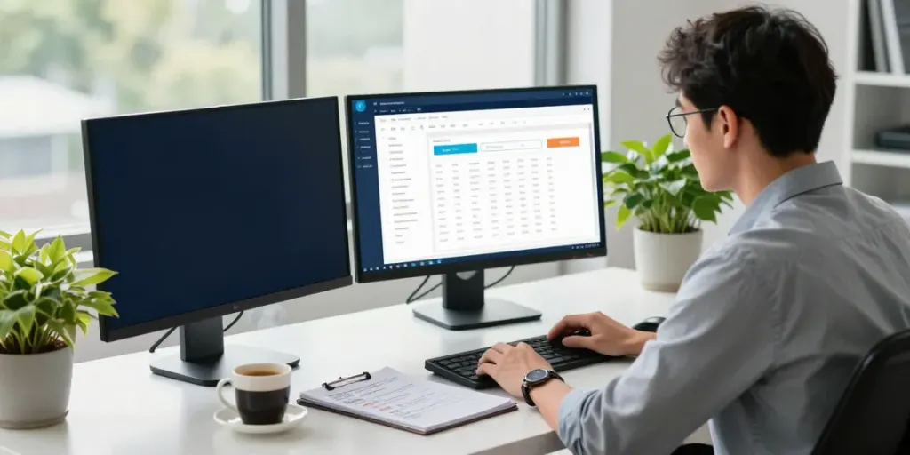 SEO professional optimizing for instant indexing in a modern office.
