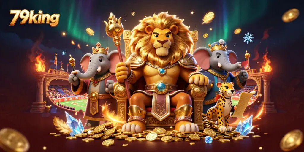 Experience thrilling games at 79king with a fierce lion king, wise advisor, and dynamic sports betting scene.