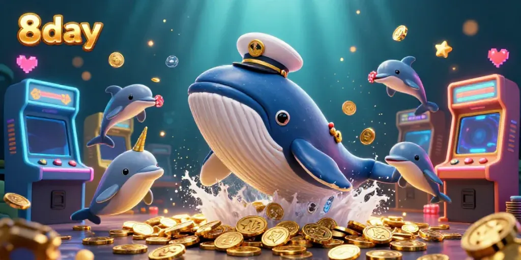 Experience vibrant gameplay at 8day with a whimsical underwater scene featuring playful gambling elements.