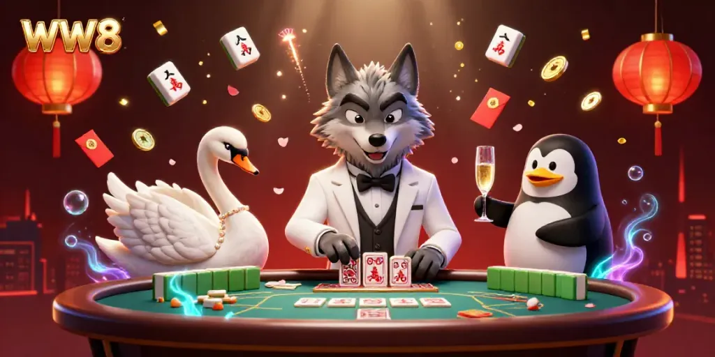 Experience the thrill of WW88 casino with vibrant characters playing baccarat and celebrating wins.