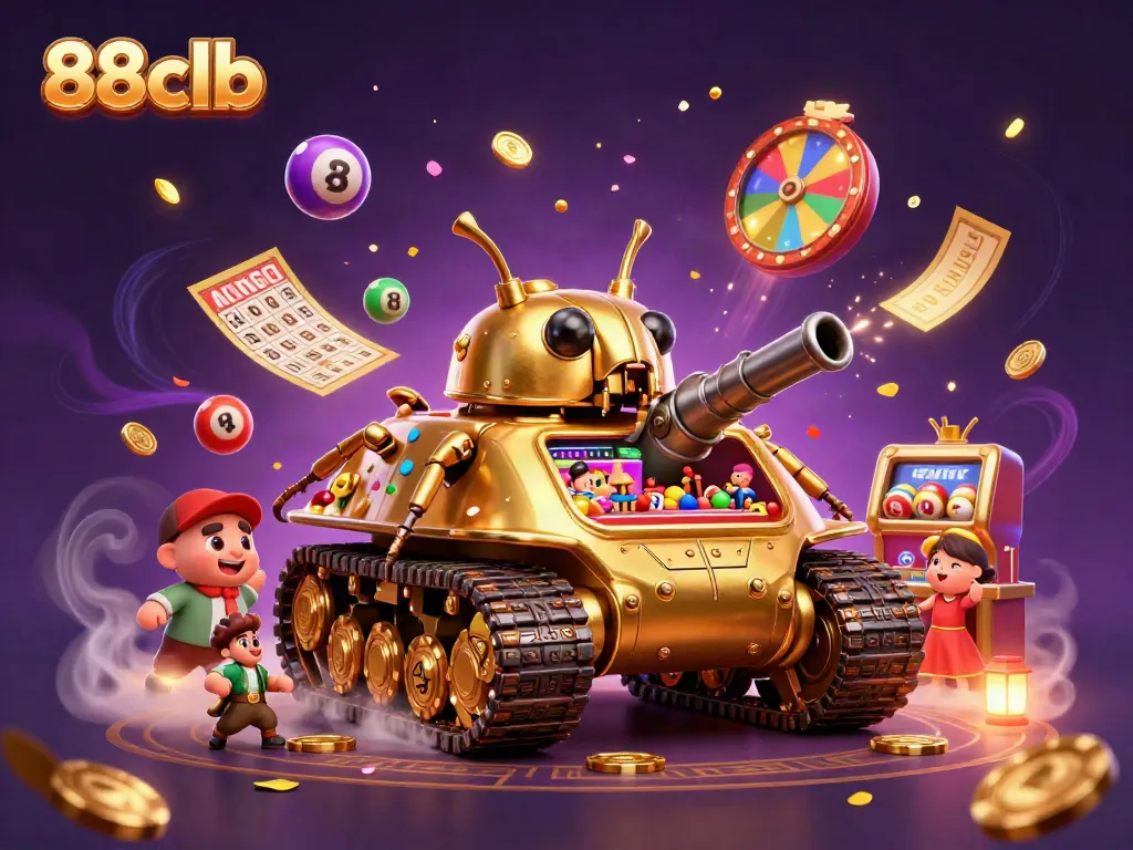 Experience the vibrant energy of 88clb casino with a colorful 3D beetle tank filled with gaming excitement.